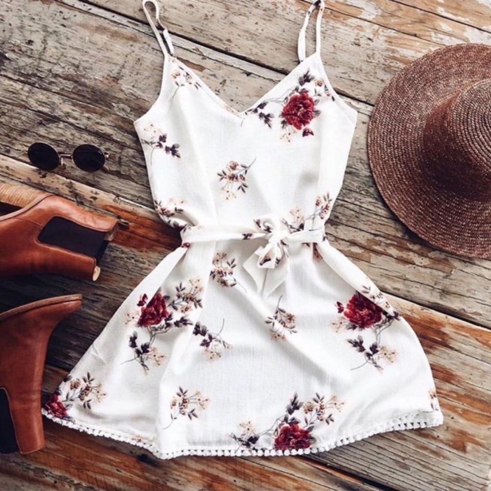 🌹 Rose Floral Mini Dress Crochet Trim - Picture 6 of 7